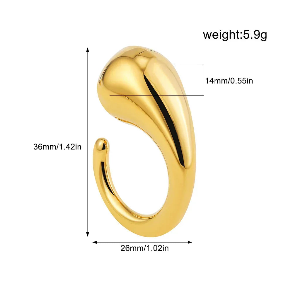 irregular-titanium-steel-ring-with-water-droplet-knot-opening - Viexta