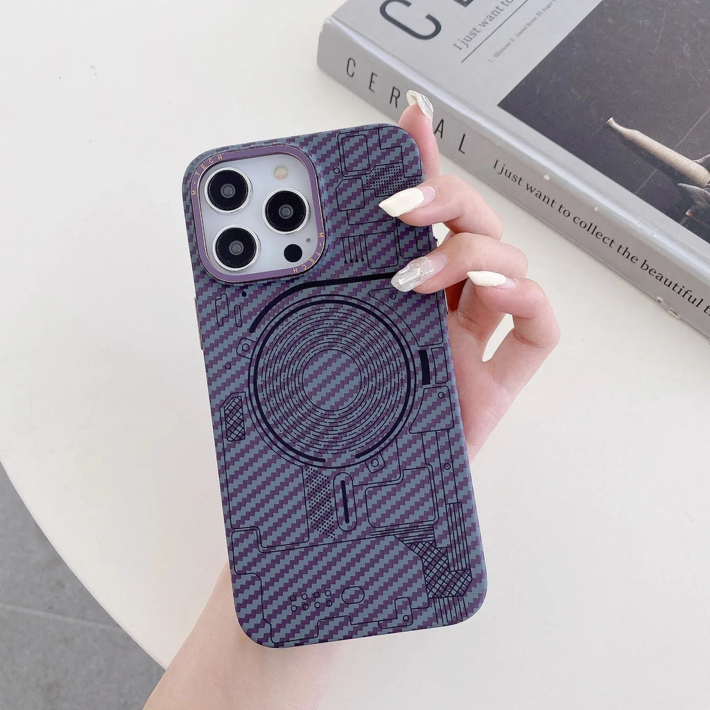high-grade-carbon-fiber-grain-magnetic-iphone-case - Viexta