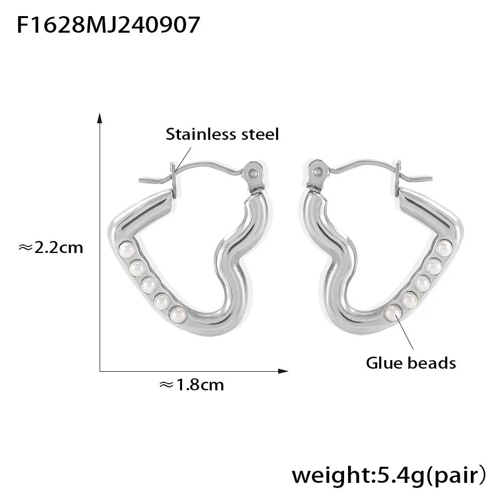 Heart-shaped Stainless Steel 18K Gold-plated Light Luxury Earrings - Viexta