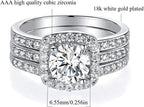 gold-plated-square-zircon-three-piece-stackable-ring - Viexta