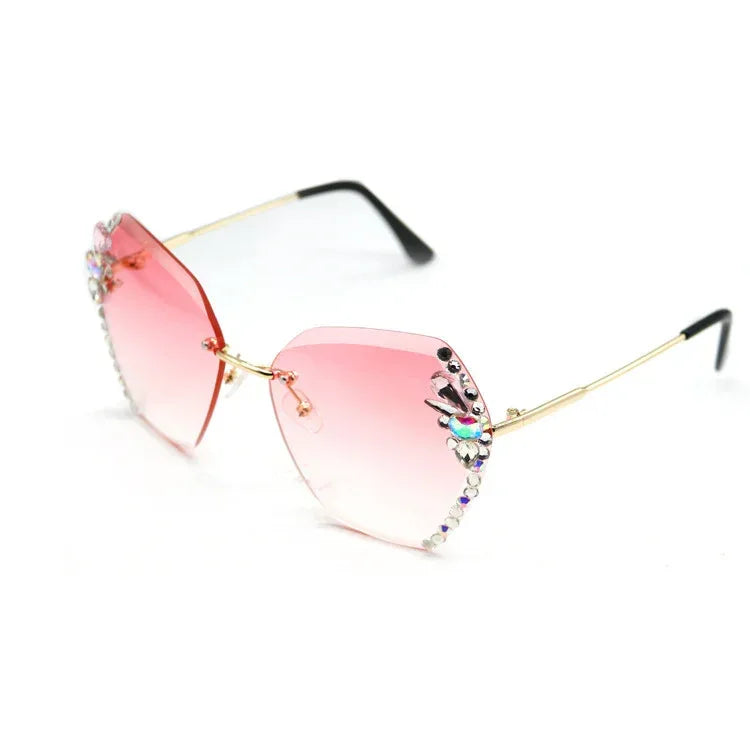 Rhinestone Frameless Sunglasses - Viexta