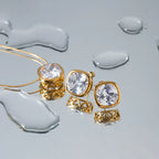 Queen Square Inlaid Zircon Stud Earrings/Neckpiece - Viexta