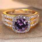 Micro-pave Zircon Three-tier Ring