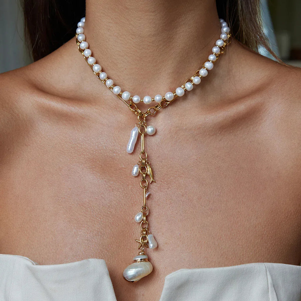 Stainless Steel Conch Long Necklace - Viexta