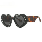 Diamond-Encrusted Heart-Shaped Sunglasses - Viexta