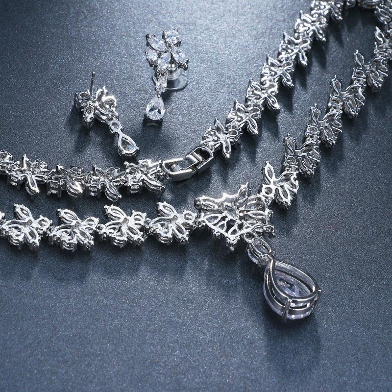 exquisite-zircon-diamond-necklace-earring-set - Viexta