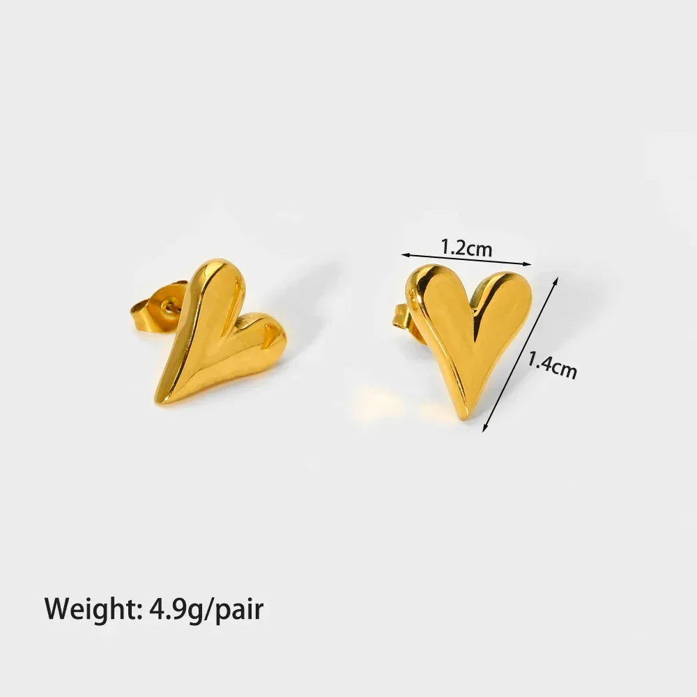 Titanium Steel Heart Studs - Viexta