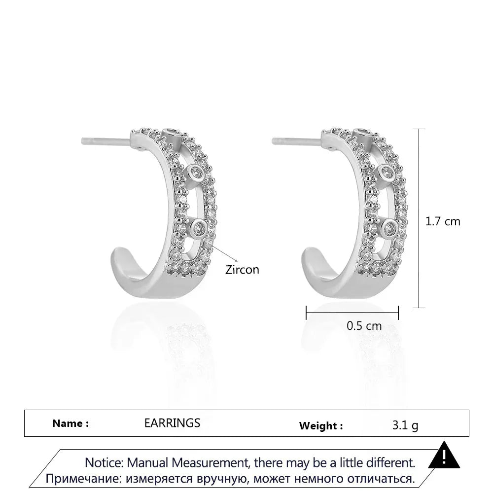 Hexagon Zircon-embedded Earrings - Viexta