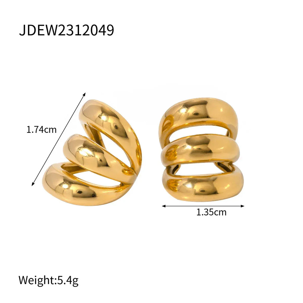 18K Stainless Steel Three-layer Ear Clip - Viexta