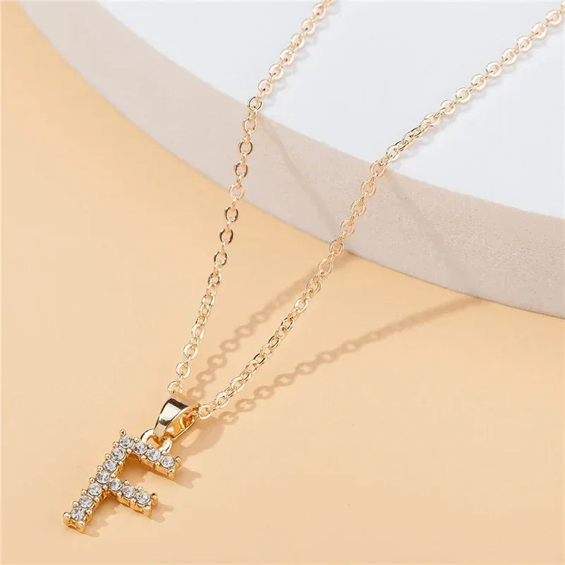 18k 26 Golden English Letter Pendant Clavicle Chain - Viexta