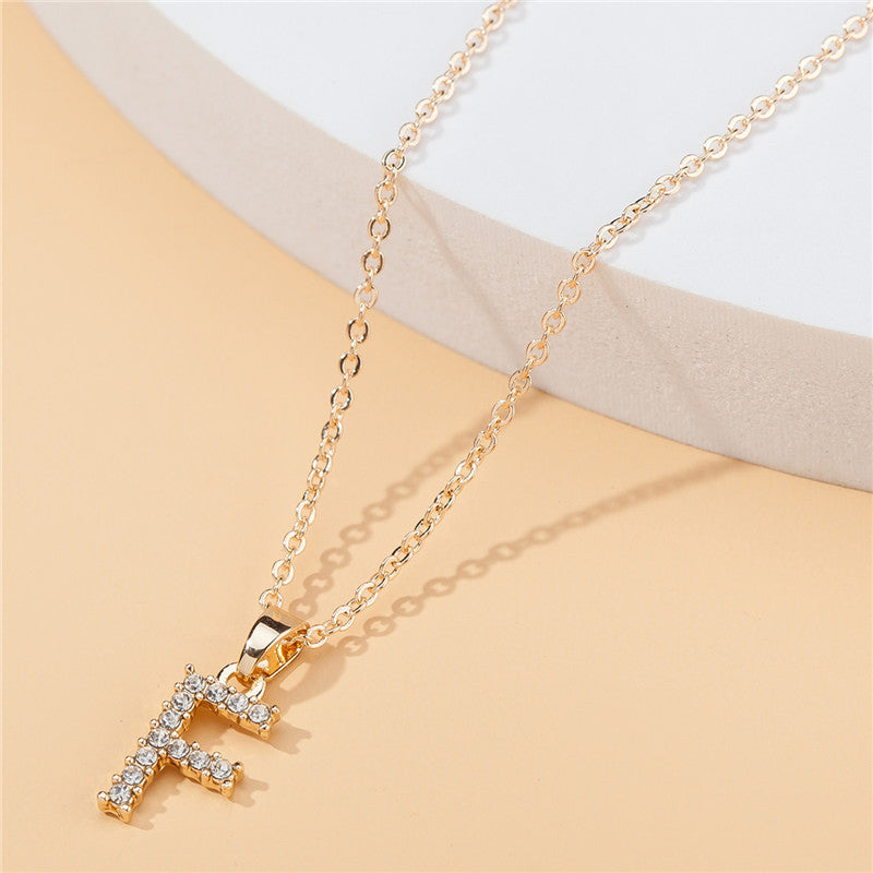 18k 26 Golden English Letter Pendant Clavicle Chain