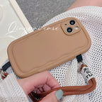 Pure Color Ribbon Wrist Lanyard iPhone Case - Viexta