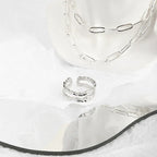 retro-irregular-double-line-silver-plated-ring - Viexta