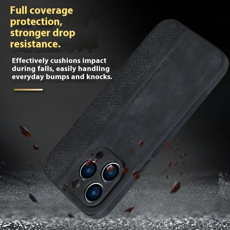 Leather Pattern Drop-resistant Business iPhone Case - Viexta