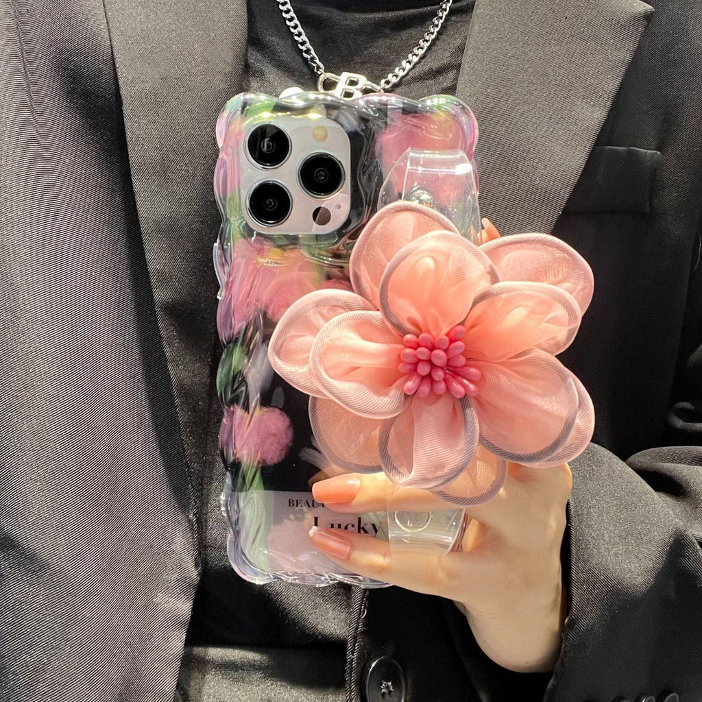 Personalized Drop-resistant Flower Wrist Strap iPhone Case - Viexta