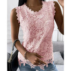 Flowers Lace Women Summer Tops - Viexta