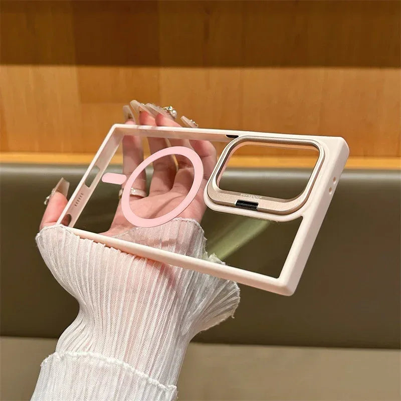 Lens Frame Bracket Transparent Samsung Phone Case - Viexta