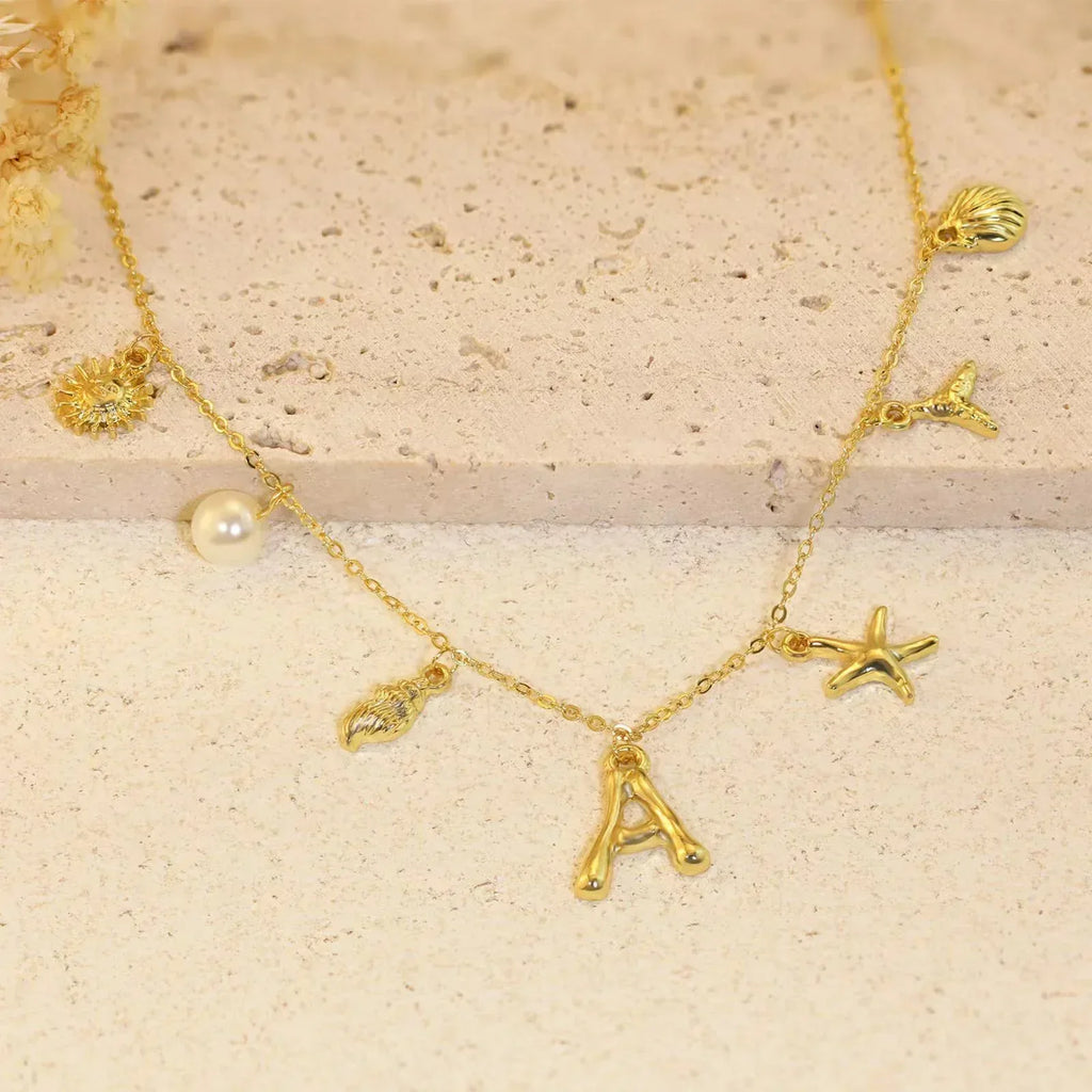 26 Alphabet Starfish Shell Necklace - Viexta