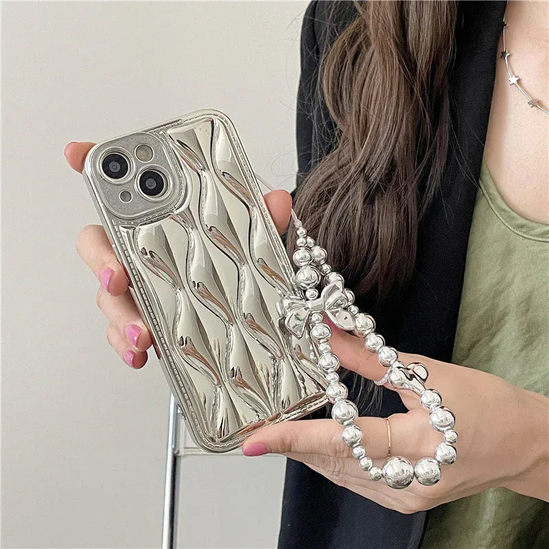 Silver Electroplated Solid Color Chain iPhone Case - Viexta