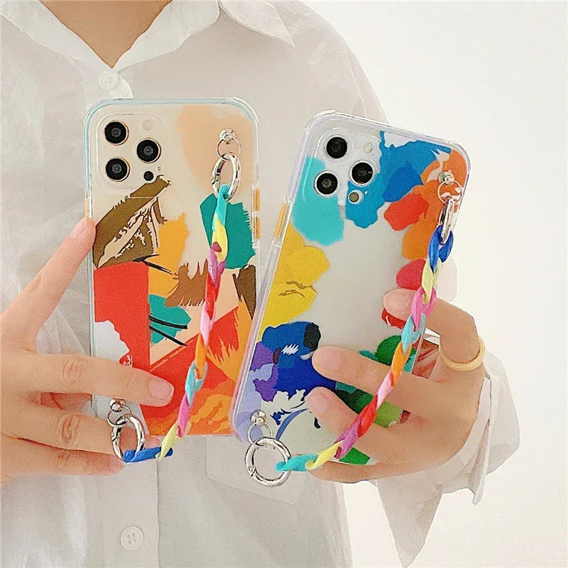 color-wrist-chain-silicone-iphone-case - Viexta