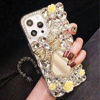 Rhinestone Mirror Diamond Bow iPhone Case - Viexta