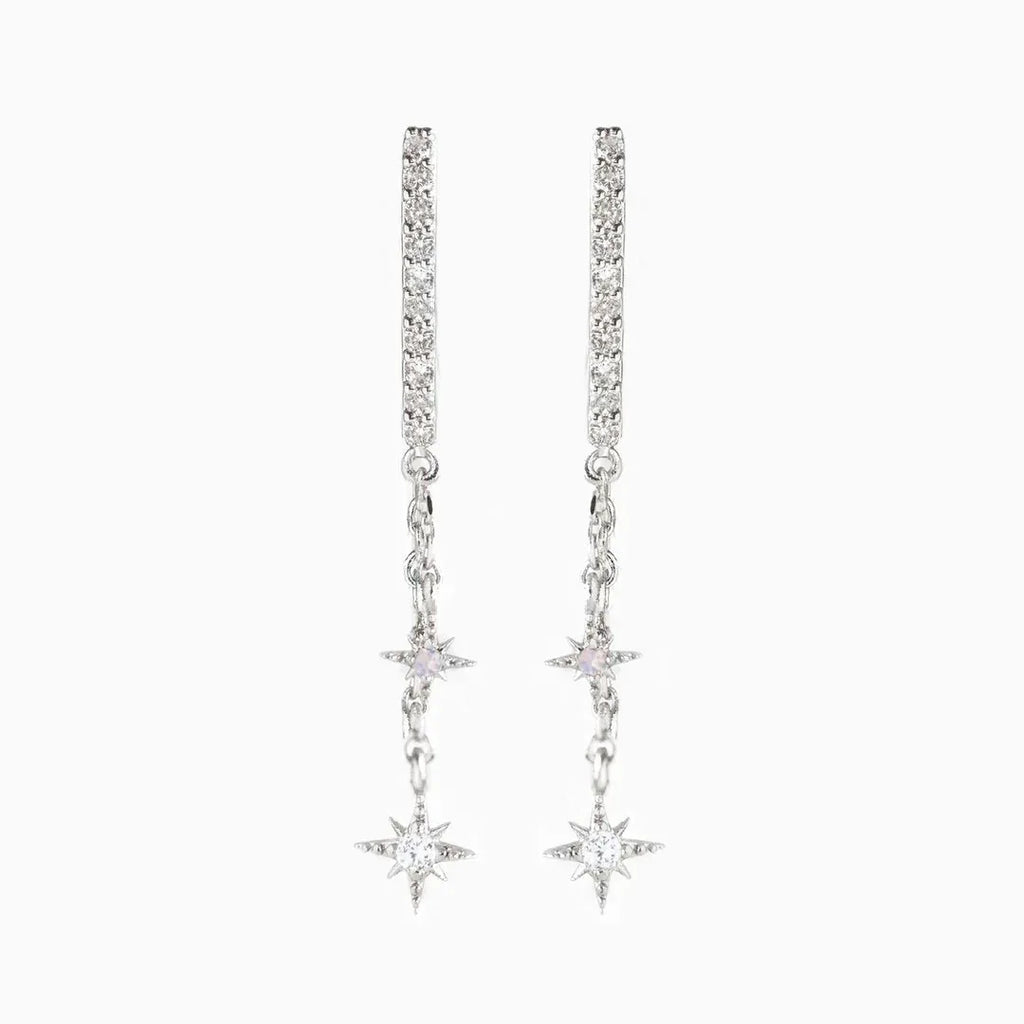 18k Zirconium Plated Chain Earrings - Viexta