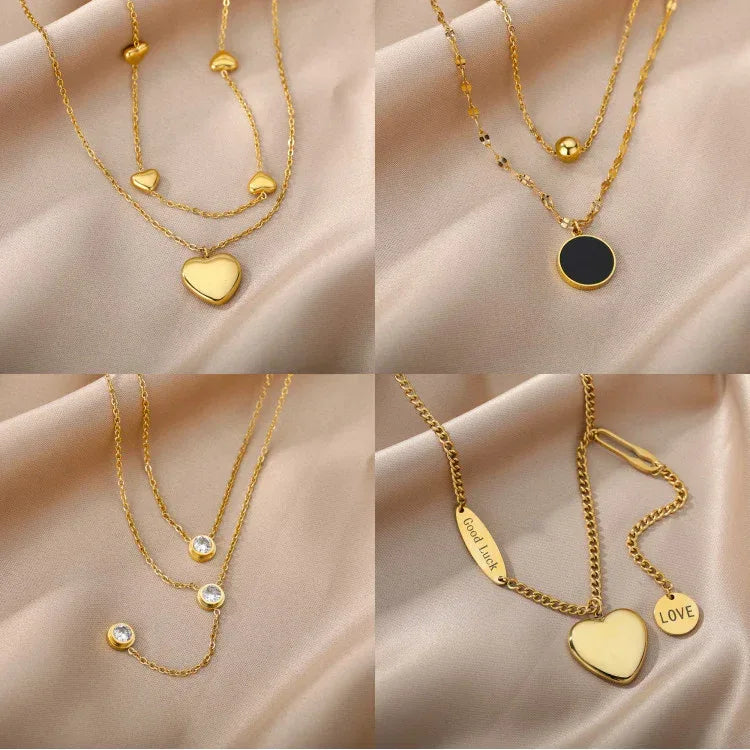 Heart Shaped Titanium Steel Necklace - Viexta