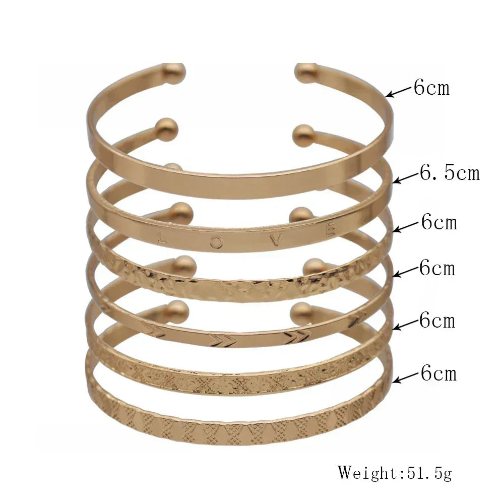 6piece 14K Opening Wide Bracelet - Viexta
