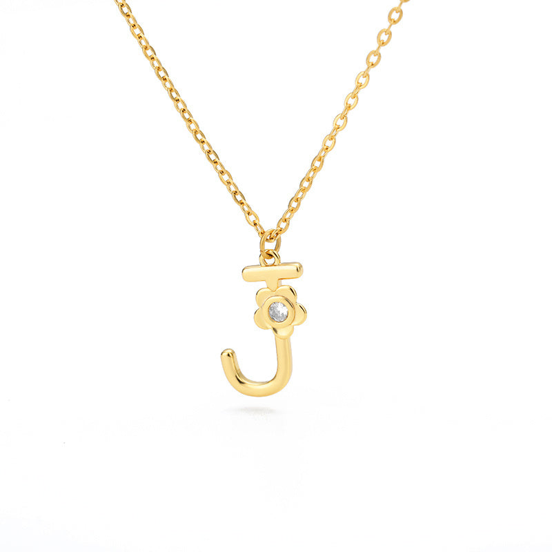 Rose English Alphabet Pendant Necklace