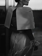 Satin Cape-style Top &Fitted Maxi Dress Set - Viexta