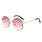 Polygonal Rimless Trimmed Sunglasses - Viexta
