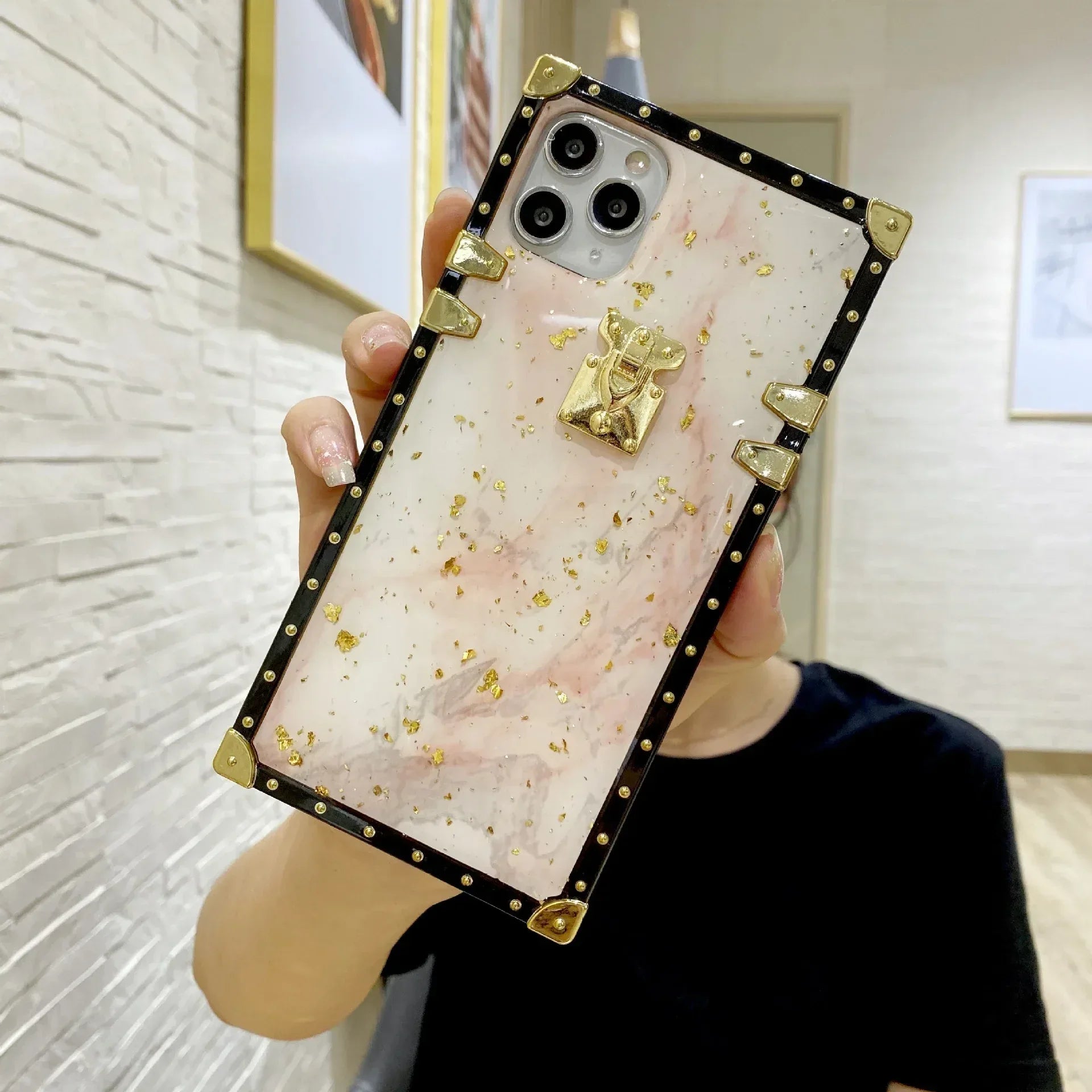 Gold foil drop gel iphone case - Viexta