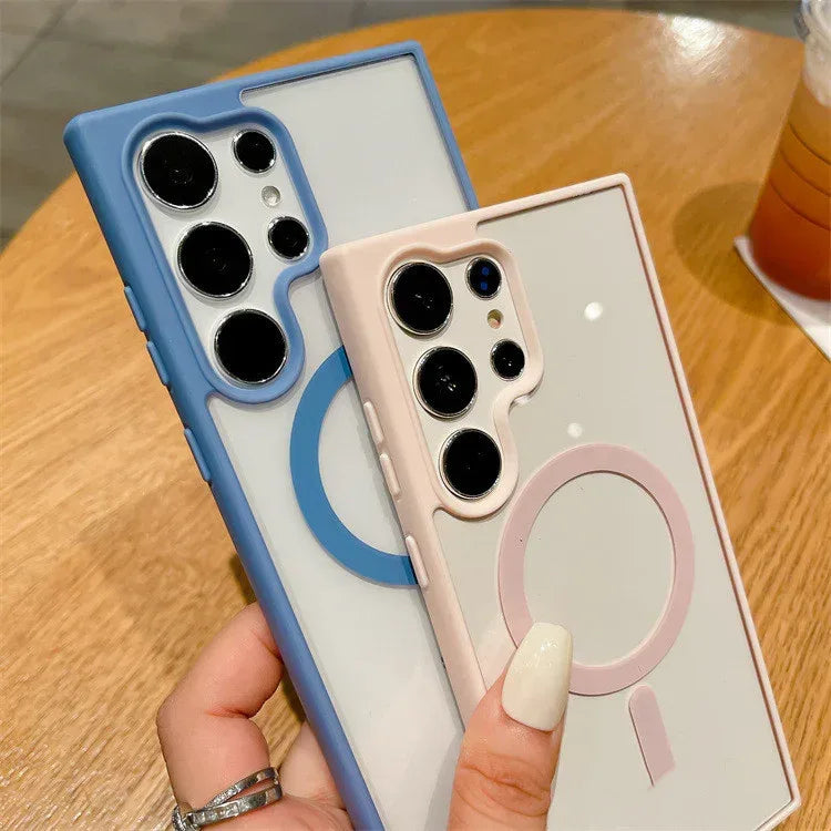 Acrylic Magnetic Suction Macaron Silicone Samsung case - Viexta