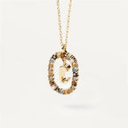 Colored Rhinestone Alphabet Necklace - Viexta