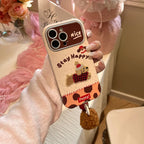 Drop-proof iPhone Case With Leather-texture Embroidery Of A Dog