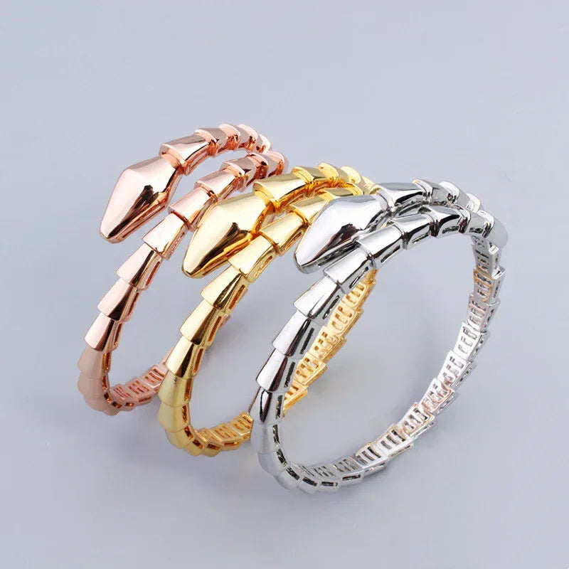 Elegant Snake Bracelet Ring Set Glossy Simple - Viexta
