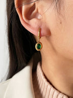 Emerald Zircon Oval Huggies - Viexta