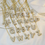 brass-zircon-bubble-letter-pendant-necklace - Viexta