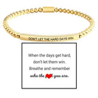 4mm Gold Bead Bracelet With Stainless Steel Curved Tube - Viexta