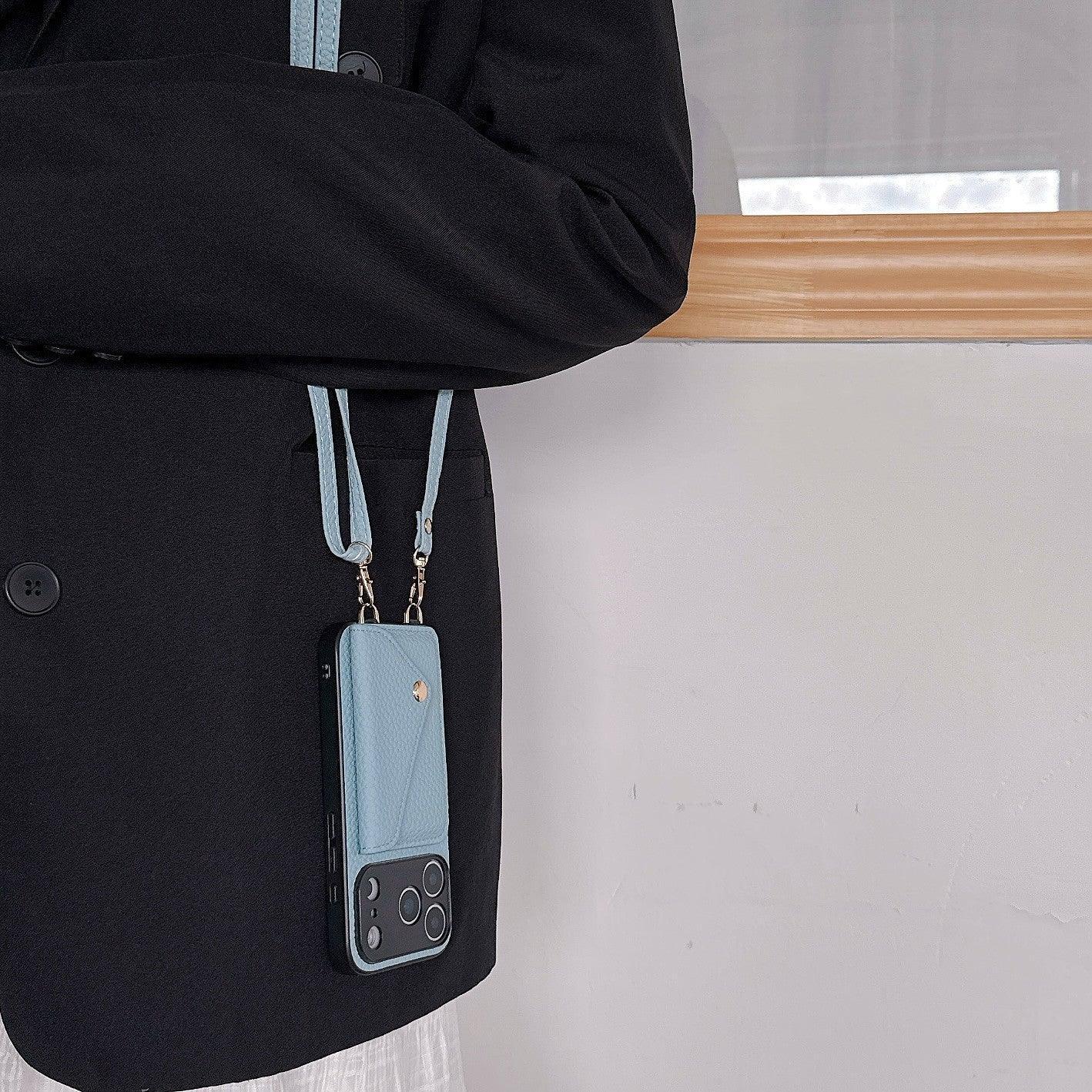 Over-the-shoulder Lanyard Leather iPhone Case - Viexta