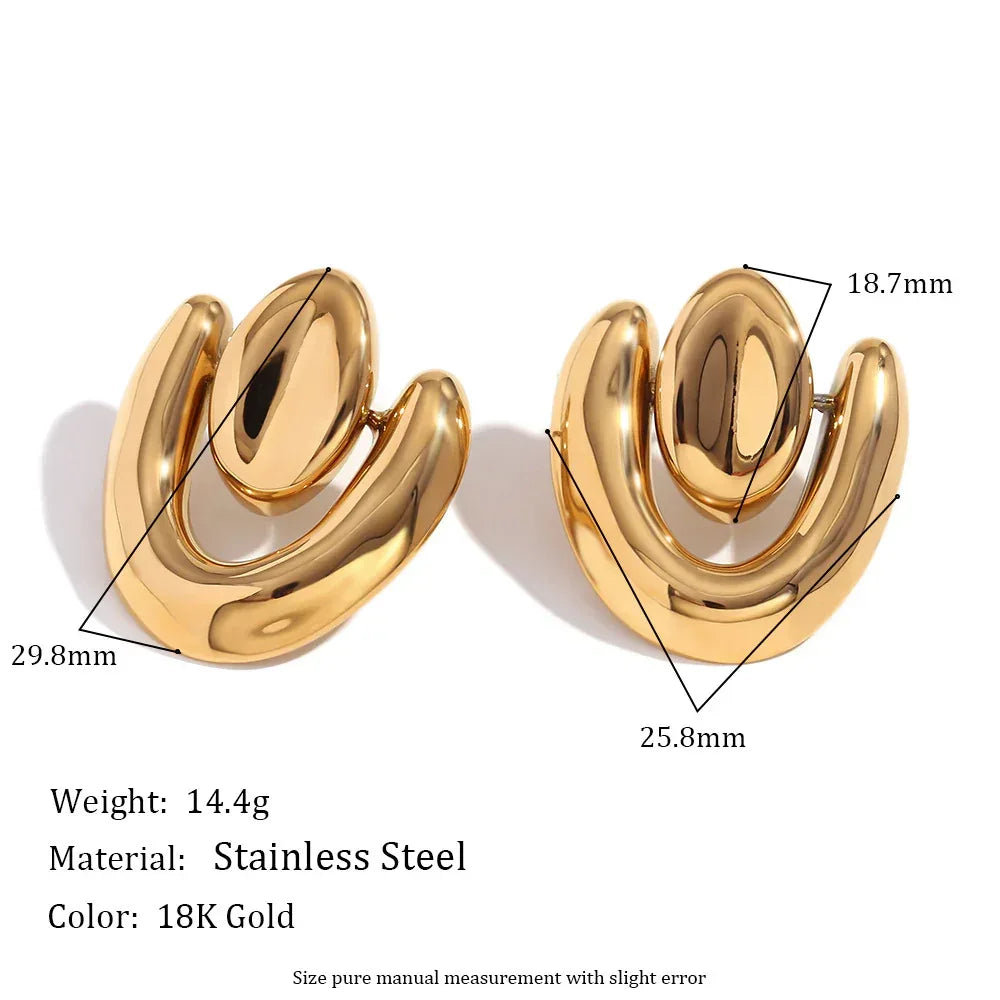 stainless-steel-18k-gold-plating-irregular-heart-stud-earrings - Viexta