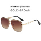 Double Beam Trimmed Metal Sunglasses - Viexta
