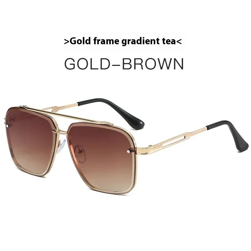 Double Beam Trimmed Metal Sunglasses - Viexta