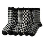 Black-and-white Houndstooth Wool Socks