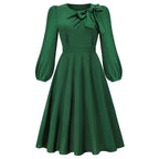 Long Sleeve Bowknot Dress - Viexta
