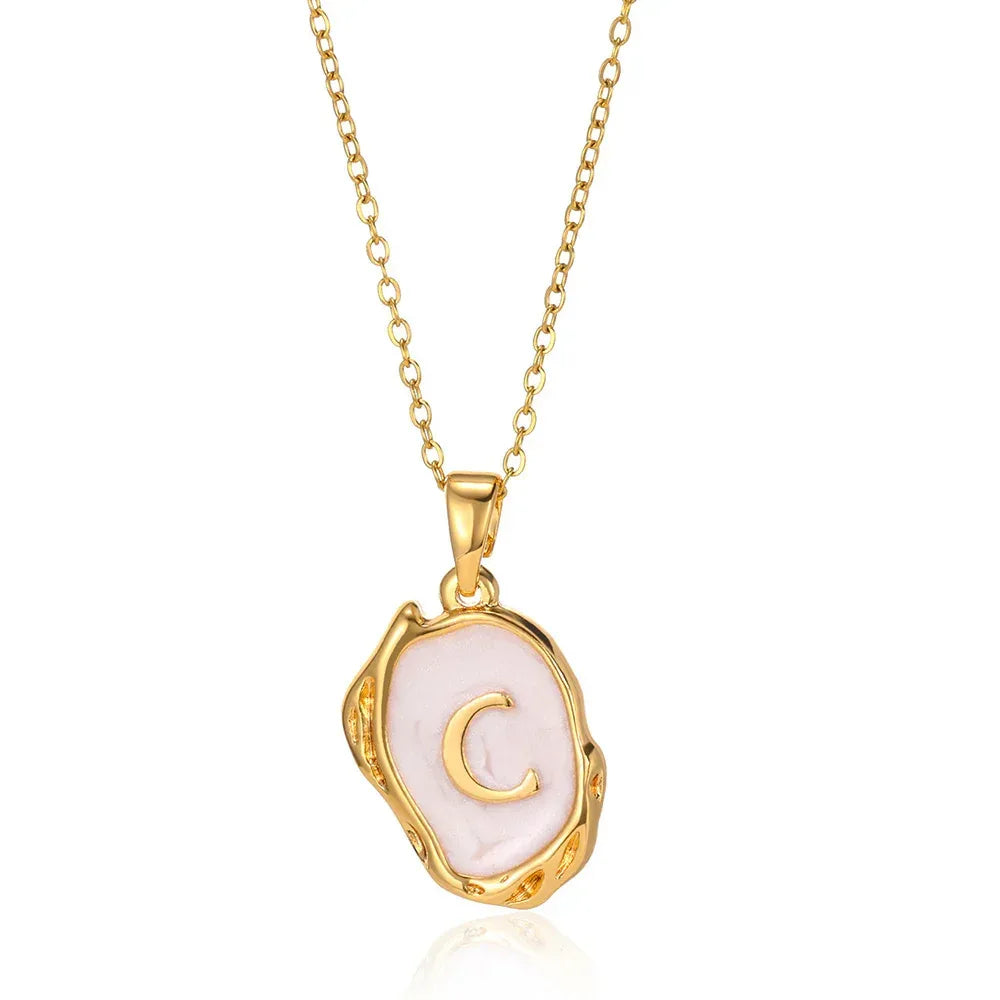 Simple 26 Letters Drop Oil Three-dimensional Necklace - Viexta