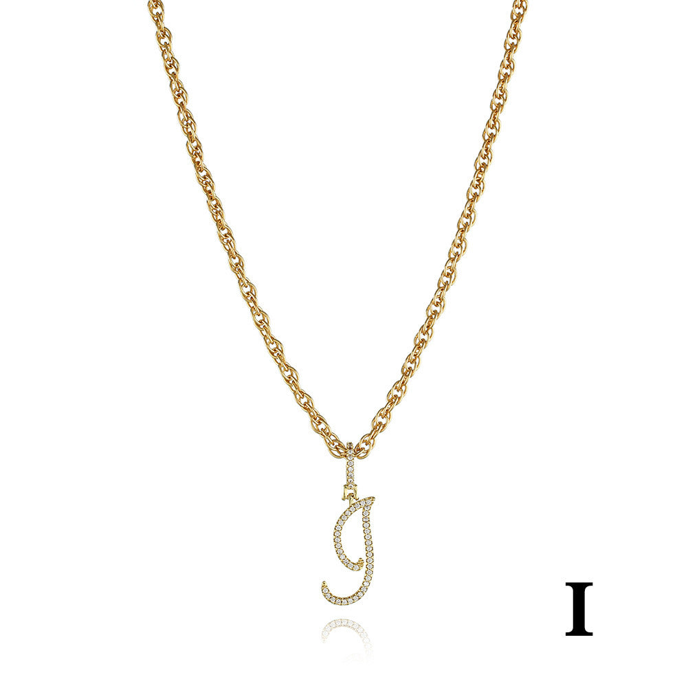 26 Letter Zircon 18k Gold Necklace