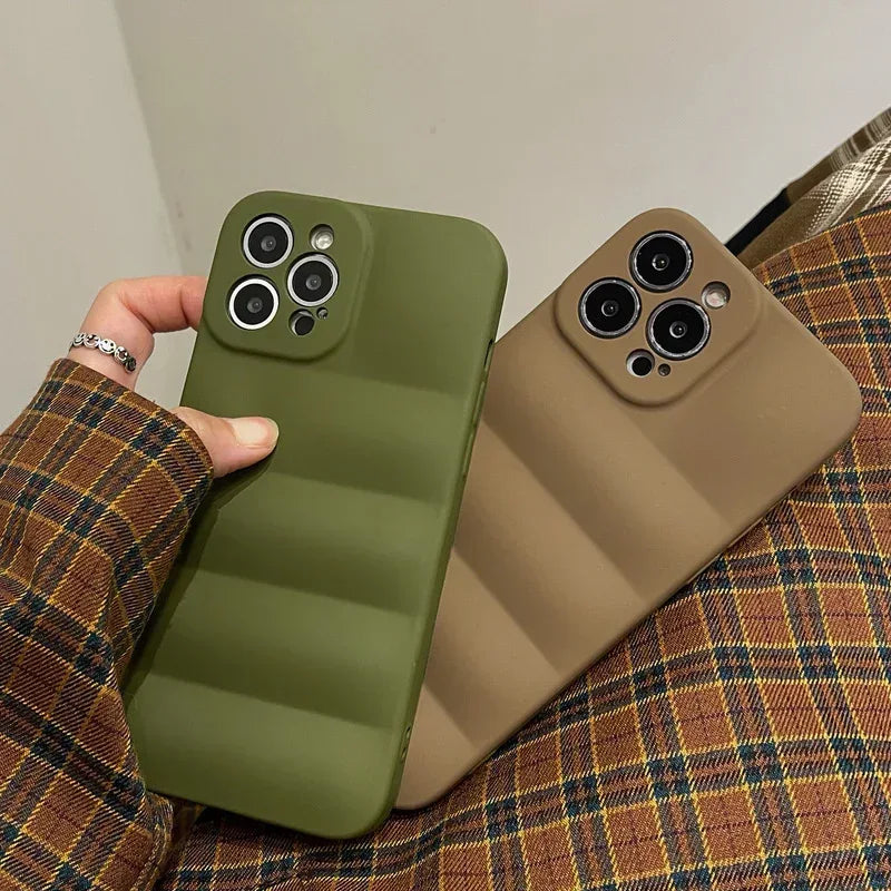 Solid Color Down Jacket Soft Cloth iPhone Case - Viexta