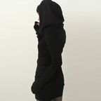 Gothic Black Hoody Dress - Viexta