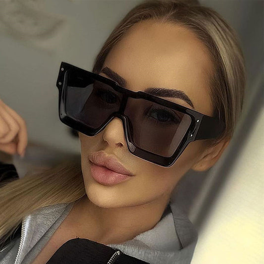 Oversized One Lens Square Sunglasses